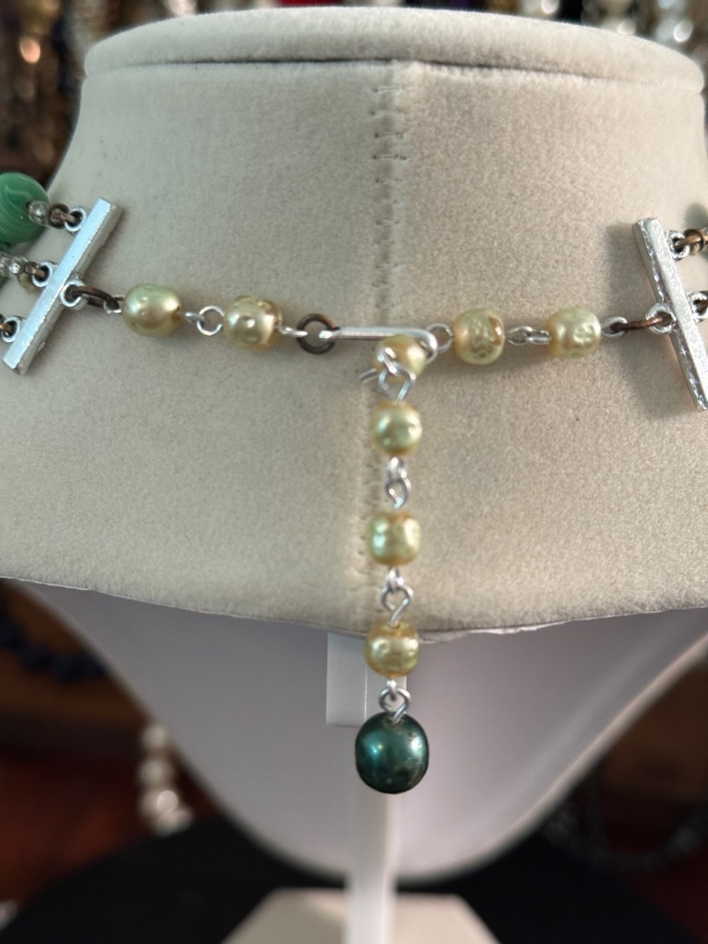 Mixed Bead Glass Pearl and Acrylic Necklace - Picture 5 of 5